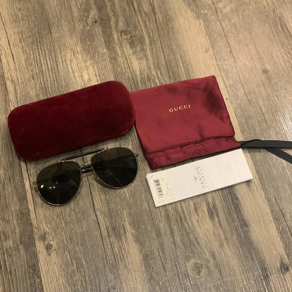 Gucci Aviator Sunglasses (Unisex) - Polarized, Grey Lens - Gg0014s-005